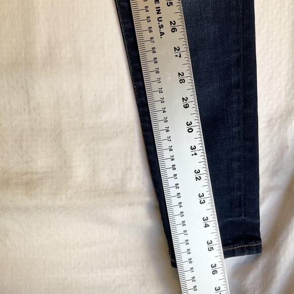 American Eagle Women Jeans 4 SHORT Dark Blue Denim Super Stretch Skinny Button - Picture 6 of 11